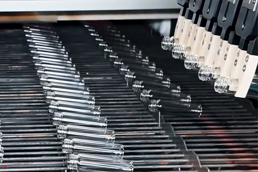 Vials being transferred to an annealing oven