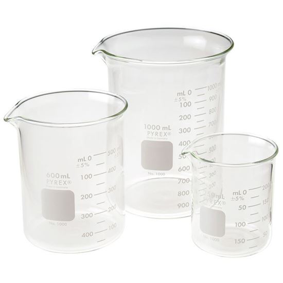 BEAKERS, GRIFFIN, LOW FORM, DOUBLE SCALE, GRADUATED, PYREX®