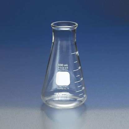 FLASKS, ERLENMEYER, HEAVY DUTY RIM, WIDE MOUTH, GRAUATED, PYREX®