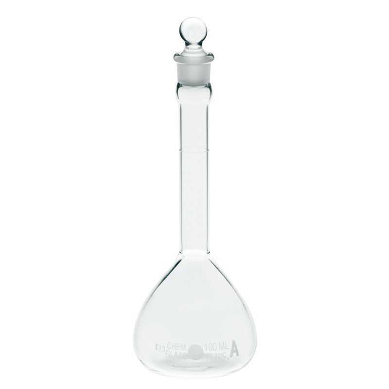 Chemglass CG-1600-05 Glass Class A Volumetric Flask with Glass Stopper 