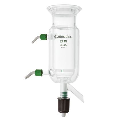 Lower Port Medium Frit Solid Phase 183 mm Height 50 mL Chemglass Life Sciences Chemglass CG-1861-03  Series CG-1861 Peptide Synthesis Vessel with GL 25 Thread