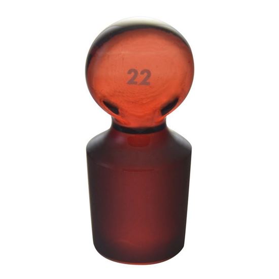 STOPPERS, PENNY HEAD, SOLID, FLASK LENGTH, LOW ACTINIC RED STAIN