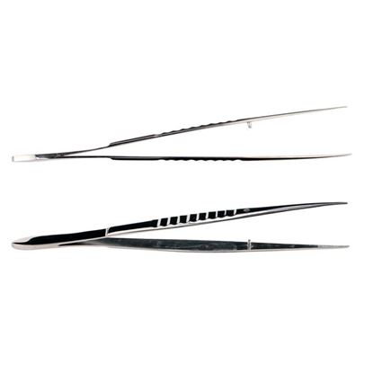 TWEEZERS, FORCEPS, STAINLESS STEEL, DISSECTING, STRAIGHT, SERRATED TIPS
