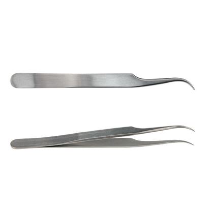 FORCEPS, TWEEZERS, STAINLESS STEEL, CURVED, FINE POINTS