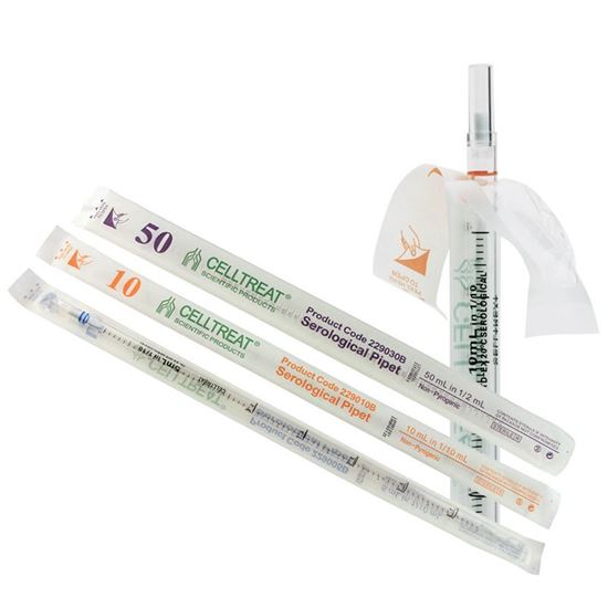SEROLOGICAL PIPETS, PLASTIC, INDIVIDUALLY WRAPPED, PAPER / PLASTIC WRAPPER, BAGGED, STERILE
