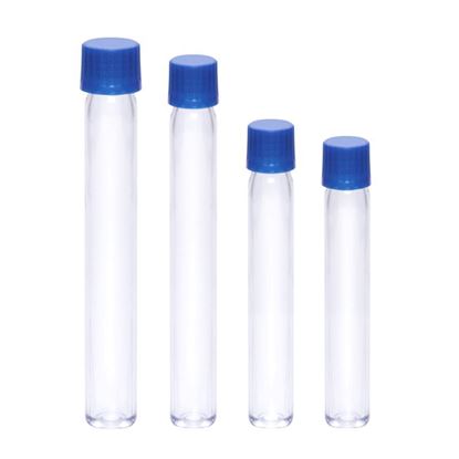 TUBES, CULTURE, POLYCARBONATE, WITH BLUE POLYPROPYLENE SCREW THREAD CAPS