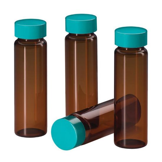 SAMPLE VIALS, AMBER, PTFE LINED CAPS, TYPE 1 BOROSILICATE GLASS