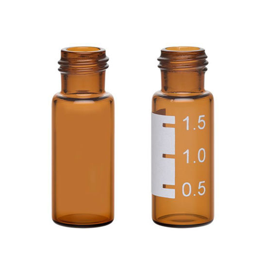 LARGE OPENING VIALS, AMBER, 9mm THREAD