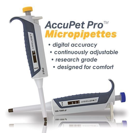 ACCUPET PRO MICRO PIPETTES, SINGLE CHANNEL VARIABLE PIPETTORS, AIR DISPLACEMENT, RESEARCH GRADE