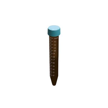 CENTRIFUGE TUBES, AMBER TRANSLUCENT, 15ML, POLYPROPYLENE TUBE WITH HDPE CAP, RACK, STERILE, NEST