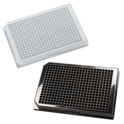 MICROPLATE, 384-WELL, ASSAY OR TISSUE CULTURE TREATED, BLACK OR WHITE, SQUARE WELLS, PORVAIR