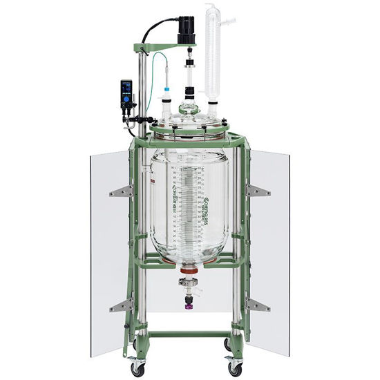 100L PROCESS REACTOR SYSTEM, SQUATTY, CYLINDRICAL, JACKETED, GLASS, 400MM FLANGE, BRUSHLESS DC ELECTRIC MOTOR