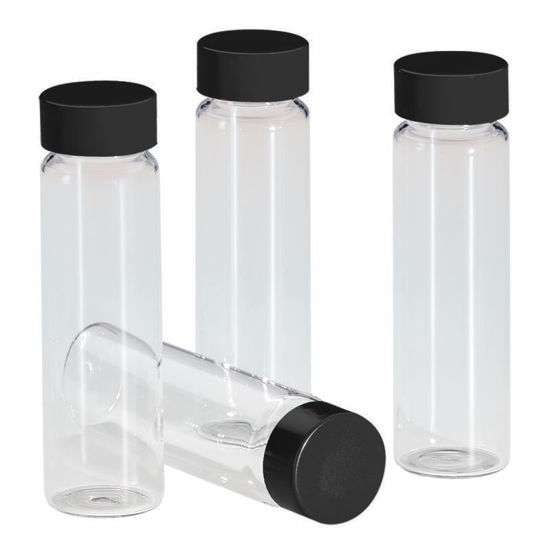 SAMPLE VIALS, CLEAR, TYPE 1 BOROSILICATE GLASS, PTFE LINED BLACK CAPS, LAB-PAC