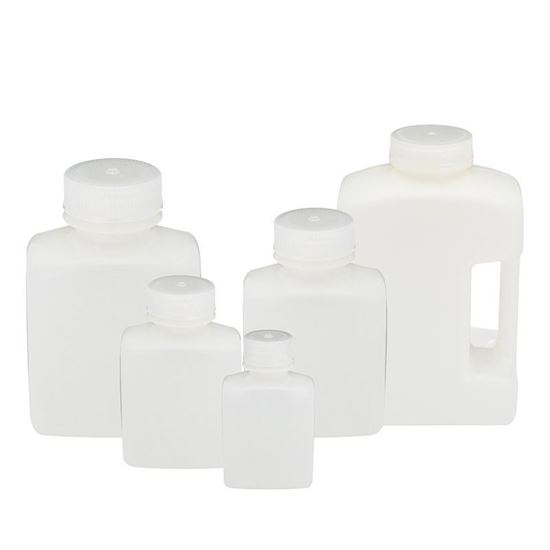 BOTTLES, WIDE MOUTH, RECTANGULAR, HDPE, PP CLOSURES