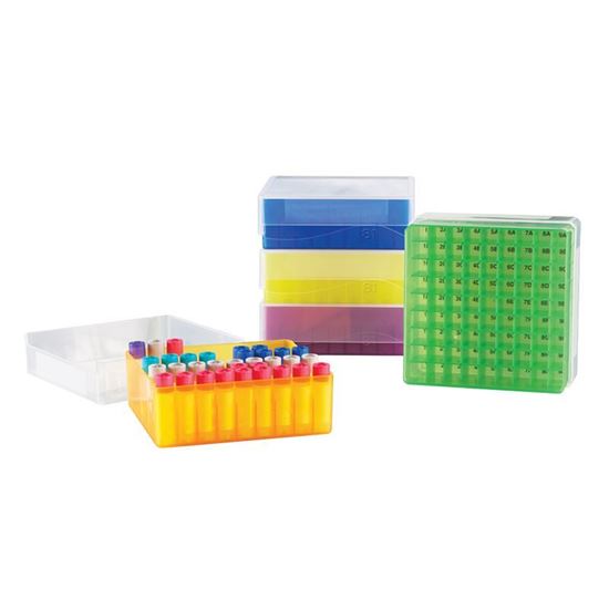 MICROTUBE STORAGE BOX, ASSORTED COLORS, 81-WELL