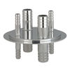 4-PORT ADAPTER, GL-80, 1/4" & 1/2" HOSE BARBS, STAINLESS STEEL