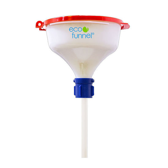 8" ECO FUNNEL®, COLOR CODED FLAT LIDS, WITH 38mm CAP ADAPTER (FITS 38-430 OR GL38)