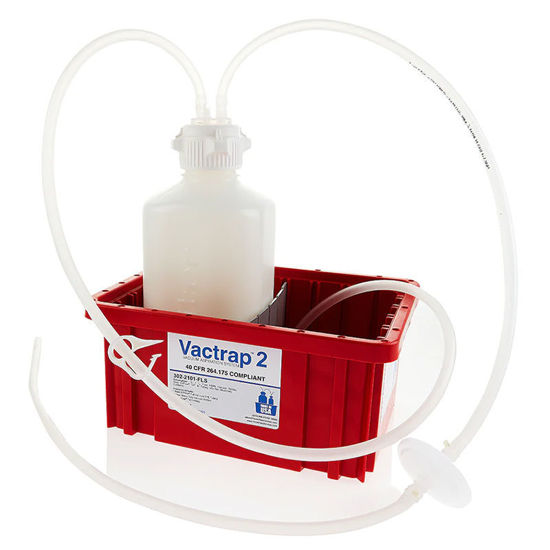 CGF-3021-05 VACTRAP2™, HIGH DENSITY POLY ETHYLENE (HDPE) (BLEACH-COMPATIBLE), 2L, RED BIN, 1/4" ID TUBING