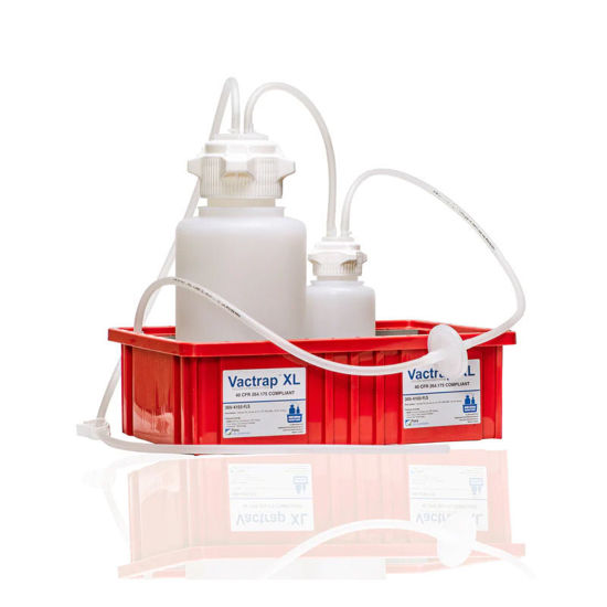 CGF-3051-11 VACTRAP™ ROUND XL, 4L + 1L, POLYPROPYLENE (PP), RED BIN, 1/4" ID TUBING