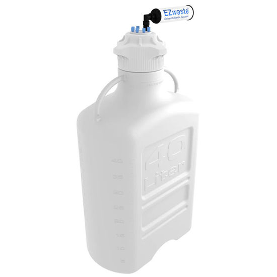 CGF-3325-01 40L EZWASTE® SAFETY VENT CARBOY, HDPE, WITH 120MM VERSACAP® AND EZ TOP ADAPTER, 6 PORTS FOR 1/8'' OD TUBING AND A CHEMICAL EXHAUST FILTER