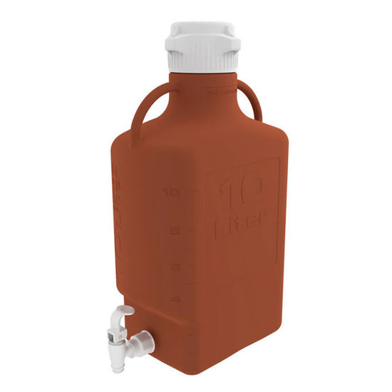 CGF-1500-07 10L (2.5 GAL) AMBER HIGH DENSITY POLY ETHYLENE (HDPE) CARBOY WITH 83B CAP AND SPIGOT
