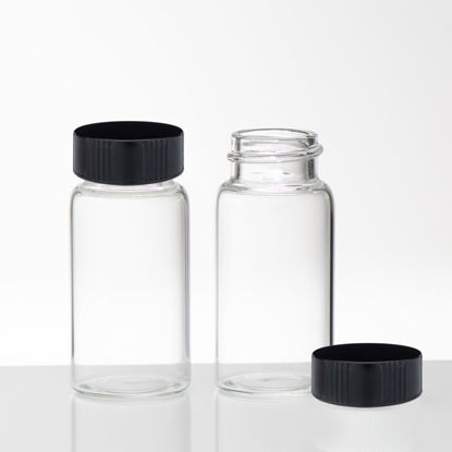 20mL GLASS SCINTILLATION VIALS WITH BLACK PHENOLIC CONE LINED CAPS, 22-400 FINISH