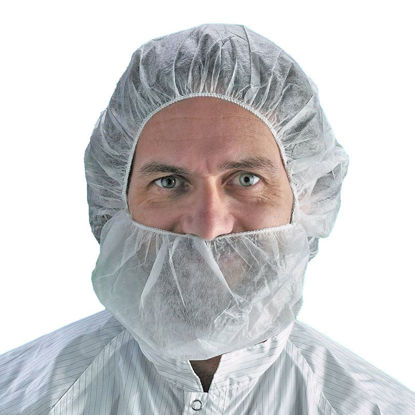 BEARD COVER, WHITE, POLYPROPYLENE, 18 INCHES, MACROTEK, VALUTEK