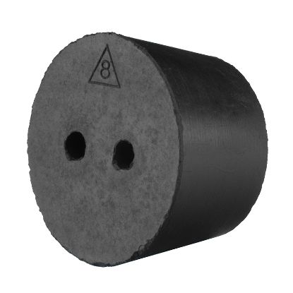 CG-3028-13: #8 BLACK RUBBER STOPPER, TWO HOLES