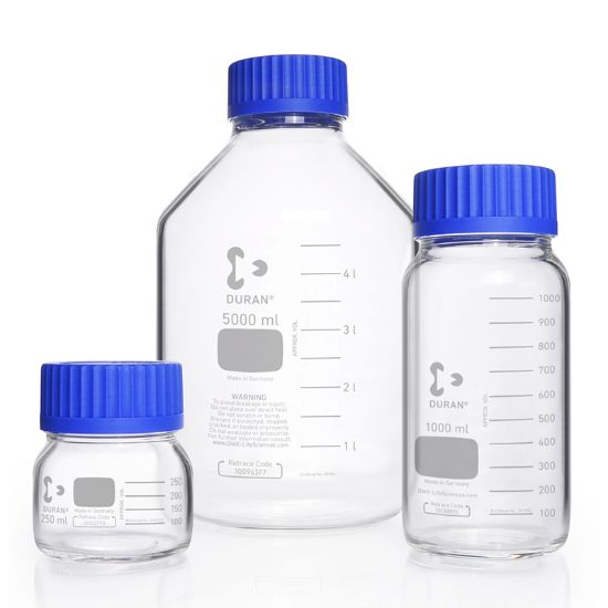 BOTTLES, GL 80 THREADS, WIDE NECKS, GRADUATED, DURAN®