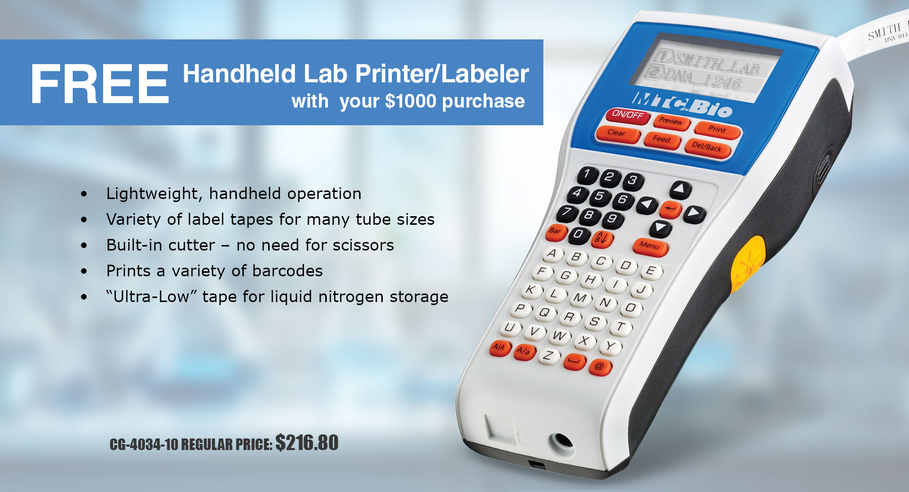 Free Labeler with Purchase of $1000