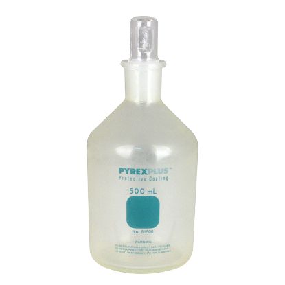 BOTTLES, REAGENT, NARROW MOUTHS, PROTECTIVE COATING*, PYREX® STOPPERS, PYREXPLUS®