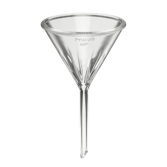 FUNNELS, FLUTED, 60° ANGLE, SHORT STEM, PYREX®