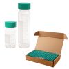 SAMPLE VIALS, CLEAR WITH GRADUATIONS AND MARKING SPOTS, UREA GREEN THERMOSET SOLID CAPS WITH F217 FOAM BACKED PTFE LINERS, LAB-PACS