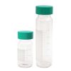 SAMPLE VIALS, CLEAR WITH GRADUATIONS AND MARKING SPOTS, UREA GREEN THERMOSET SOLID CAPS WITH F217 FOAM BACKED PTFE LINERS, LAB-PACS