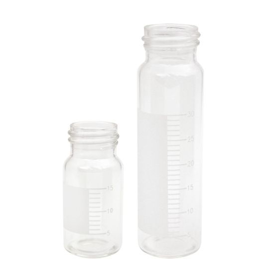 CLEAR SAMPLE VIALS WITH GRADUATIONS AND MARKING SPOT, VIAL ONLY, LAB-PAC