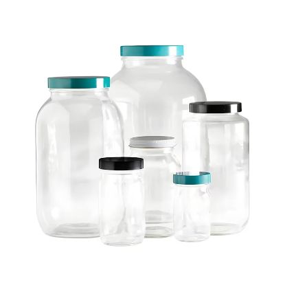 BOTTLES, WIDE MOUTHS, CLEAR