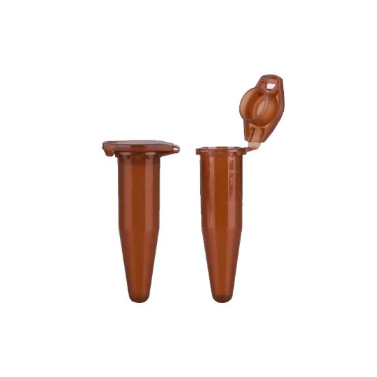 0.6ML MICROCENTRIFUGE TUBE, AMBER, CONICAL, LOCK CAP, NEST