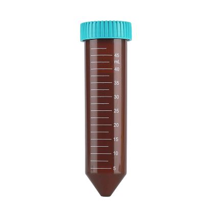 CENTRIFUGE TUBES, AMBER TRANSLUCENT, 50ML, POLYPROPYLENE TUBE WITH HDPE CAP, RACK, STERILE, NEST
