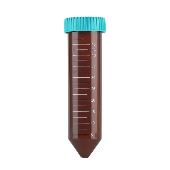 CENTRIFUGE TUBES, AMBER TRANSLUCENT, 50ML, POLYPROPYLENE TUBE WITH HDPE CAP, RACK, STERILE, NEST