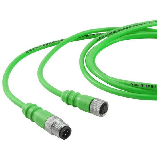 Picture of CABLE, GREEN SHIELDED, 12FT LEAD, LEMO CONNECTOR, STRAIN RELIEF SPRING MALE LEMO TO FEMALE LEMO
