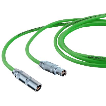 CABLE, GREEN SHIELDED, 12FT LEAD, LEMO CONNECTOR, STRAIN RELIEF SPRING MALE LEMO TO FEMALE LEMO
