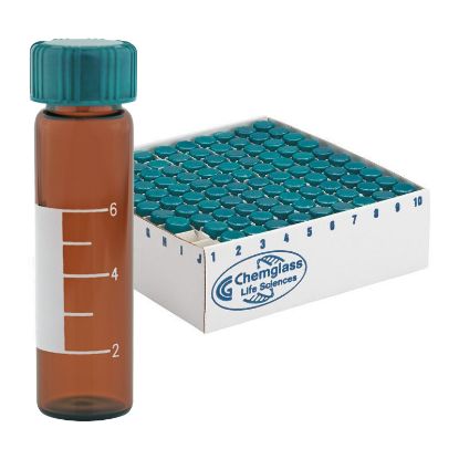 VIALS, AMBER, GRADUATED, TYPE 1 BOROSILICATE GLASS, SOLID TOPS, CELL PACKS