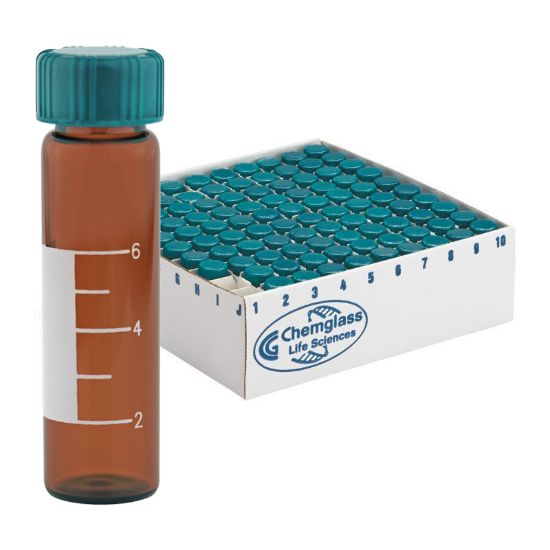 VIALS, AMBER, GRADUATED, TYPE 1 BOROSILICATE GLASS, SOLID TOPS, CELL PACKS