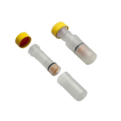 POLYPROPYLENE 12 X 32MM FILTER VIALS WITHOUT HOLD -UP VOLUME, 0.5ML WITH PRE-SLIT PTFE/SILICONE LINED YELLOW POLYPROPYLENE SNAP CAPS