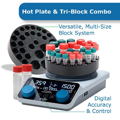 AREX 5 ADVANCE MAGNETIC HOT PLATE STIRRER AND TRI-BLOCK™ REACTION BLOCK COMBO BUNDLES
