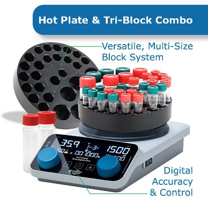 AREX 5 ADVANCE MAGNETIC HOT PLATE STIRRER AND TRI-BLOCK™ REACTION BLOCK COMBO BUNDLES